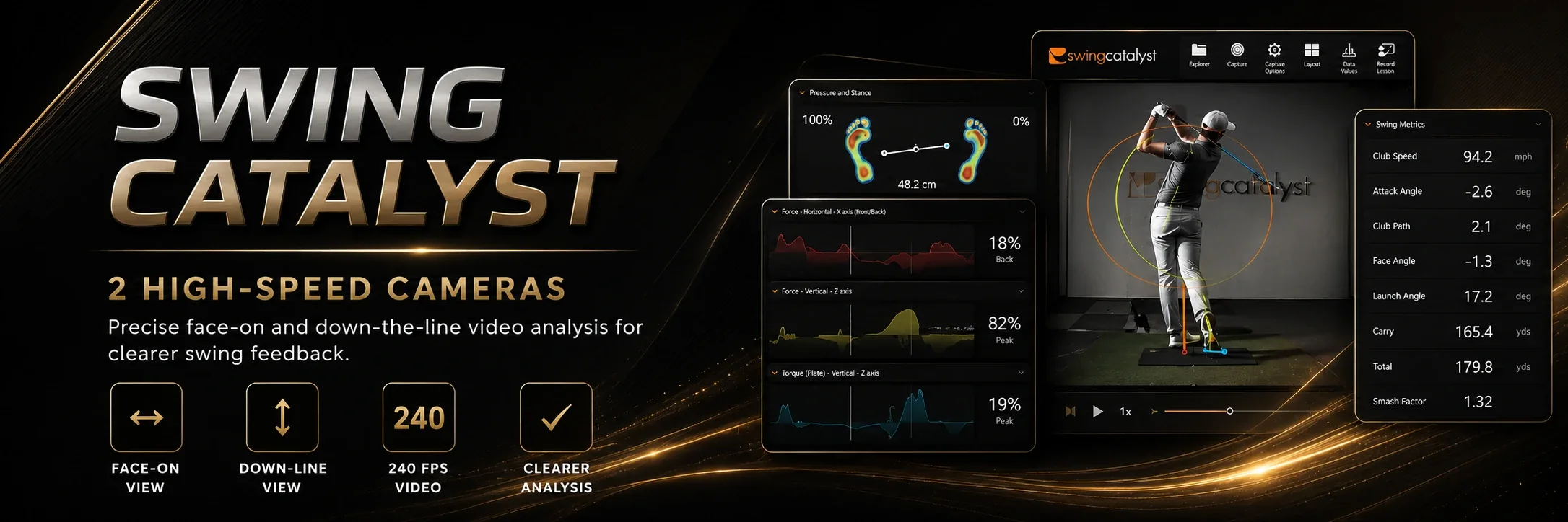 HOME-1 — Swing Catalyst video analysis with two high-speed camera views for precise face-on and down-the-line swing feedback Swing Catalyst video analysis with two high-speed camera views for precise face-on and down-the-line swing feedback